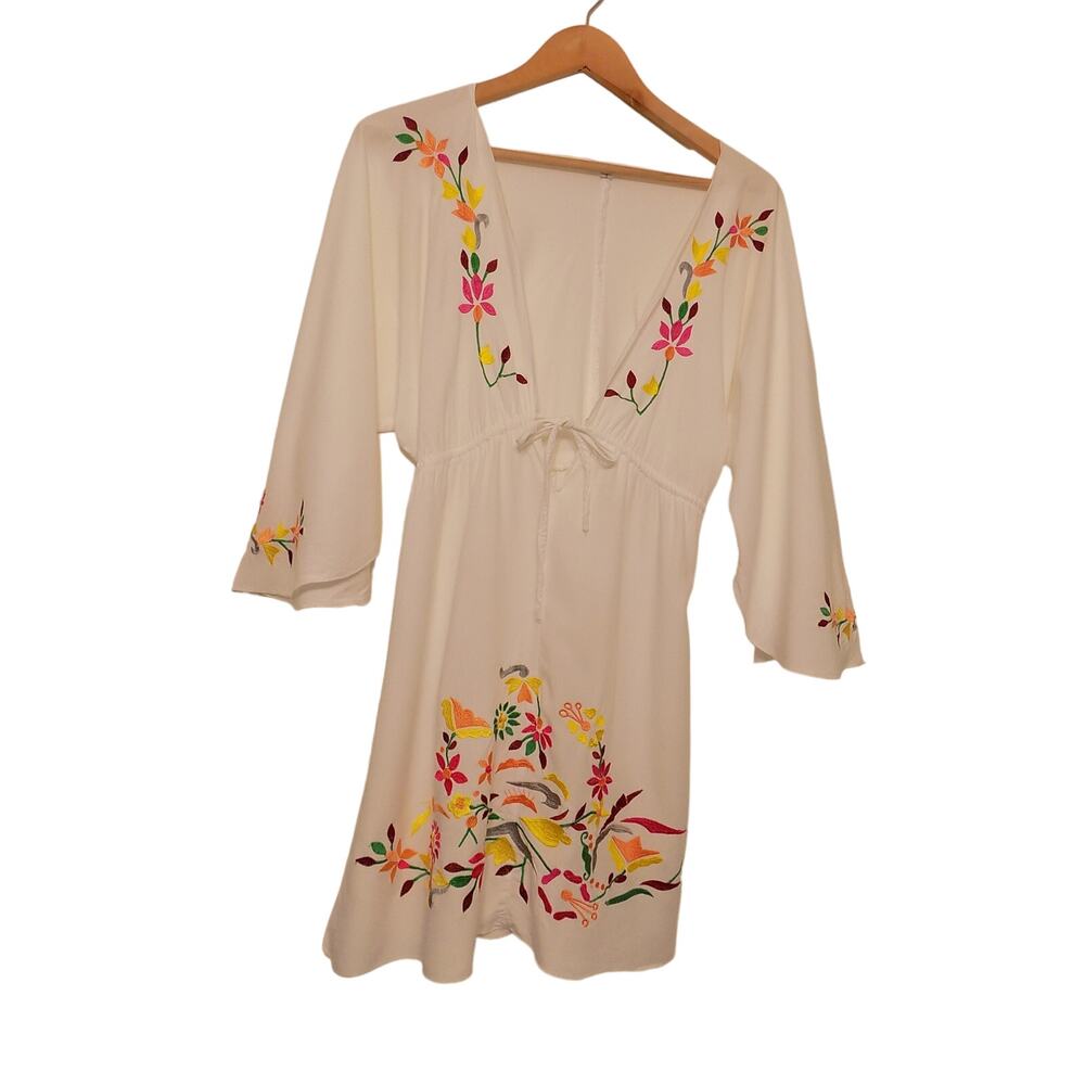 Debbie Katz South Beach swimsuit coverup white embroidered size Small